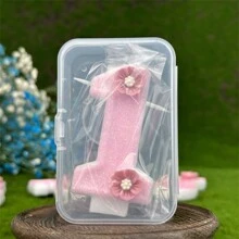 Vela de Aniversário Rosa com Formato de Flor Brilhante, Design Numérico e Bela Ambientação para Comemorar Marcos e Adicionar um Clima Festivo a Festas de Aniversário e Feriados, Natal