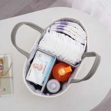 Contenedor para almacenamiento de pañales de papel, cesta grande de cuerda para bebé, almohadilla cambiadora de pañales para bebé, organizador de coche con divisor extraíble, regalo para baby shower - Multicolor - Ver 6