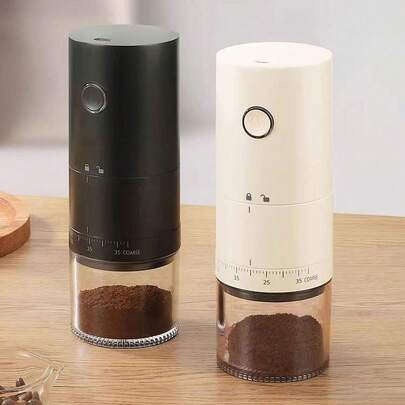 1 件升级版外部调节齿轮电动咖啡研磨机，自动咖啡豆机，2000mAh 充电式咖啡机，专业陶瓷研磨芯研磨机，38 级外部粗磨和细磨调节
