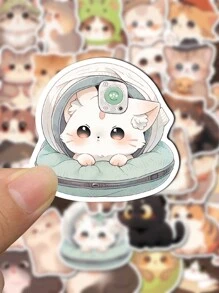 50张圆眼可爱卡通猫咪贴纸，创意自粘装饰笔记本、手机、水杯，防水贴纸，卡哇伊猫咪，玛丽猫卡通，招财猫贴纸，贴纸，猫咪贴纸，卡哇伊，贴纸，猫咪贴纸，可爱贴纸，贴纸，猫咪贴纸，卡哇伊，杯子贴纸，眼睛贴纸，玛丽 - 彩色 - 查看 6