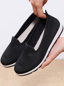 Của phụ nữ Mặc vào Giải trí Búp bê Giày dép Giải trí Chóp giầy tròn Giày đế bệt Thoải mái Nhẹ Không Trượt Lưới Giày thể thao - màu đen - Xem 10