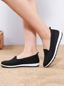 Của phụ nữ Mặc vào Giải trí Búp bê Giày dép Giải trí Chóp giầy tròn Giày đế bệt Thoải mái Nhẹ Không Trượt Lưới Giày thể thao - màu đen - Xem 7