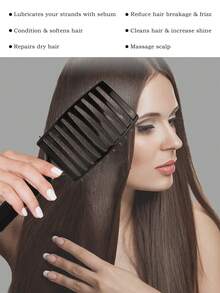 女性用梳子套裝，尼龍齒大弧度梳子，空心梳，蓬鬆造型梳，尖尾撥梳，捲髮梳 - 黑色 - 查看 5