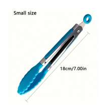 1pc Small Kitchen Tongs, 7-Inch Mini Food Tongs, Heat Resistant Nylon Tips Tongs For Cooking, Serving, BBQ, Grilling, Salad And More, Kitchen Stuff, Baking Tools