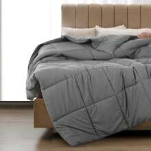 1 Pc Lux Decor Down Alternative Comforter – Soft Breathable All Season Quilt With Corner Tabs – Lightweight Hotel-Quality Bedding For Winter Sleeping – Box Stitching For Fluffiness – Versatile Bedroom Decor – Back To School, Graduation Gifts, Home Decor – Cozy, Cozy Quilt, Plush Comforter, Luxury Winter Bedding, Valentine's Day Cozy Night, Spring Lightweight Bedding, All-Season Warmth, Duvet Insert, Cozy Blanket, Fluffy Fill, Box Stitch Design, Reversible Design, Hotel Collection Style, Soft Touch Fabric, Easy Wash Bedding, Daily Living, Home Basic, Family Use - 灰色 - 查看 9
