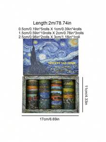 25片/盒 星空油画箔纸胶带，适用于日记本、文具、美纹纸胶带（0.19英寸~1.18英寸） - 彩色 - 查看 4