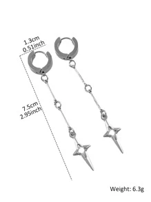 1pair Gothic Jewelry Cross Star Drop Earrings Punk Charms Stitching Rivet Earrings For Women Korean Fashion Accessories