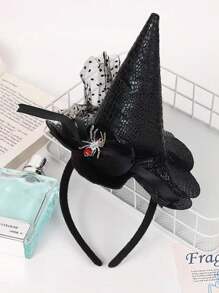 1 pieza Diadema con sombrero de poliéster para Halloween con decoración de encaje, ojo de terror, murciélago y araña, adecuado para fiesta y actuación, accesorio de tocado - Multicolor - Ver 8