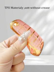 高端粉色鑽石心形鑰匙扣 + 升級版粉色金邊汽車鑰匙套 + 適用於起亞K3/K5鑰匙套 K2/KX3包 K4/KX5/Huanchi/KX Cross/Sorento/Kai Cool Lion/Run款車型 - 粉色 - 查看 5