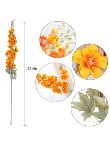 6 Cái Hoa Delphinium Hoa Nhân Tạo Hoa lụa Hoa Larkspur Thân dài 33,5 inch Hoa nhân tạo cho bình cao để trang trí sắp xếp sân vườn tại nhà - trái cam - Xem 2