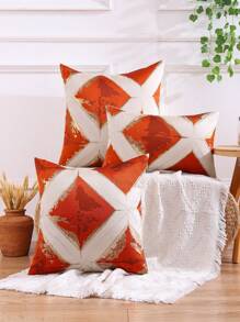 1pc Golden Thread Geometric Jacquard Pillowcase