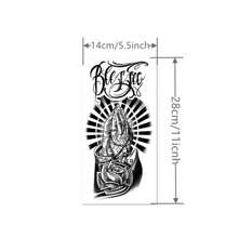 1張手臂腿部紋身貼紙，酷花防水長效臂派對暫時性紋身 - 黑色 - 查看 3