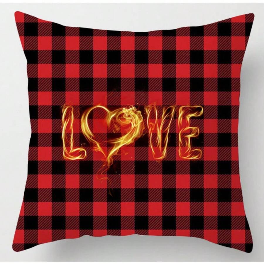 1入組卡通老鼠枕頭套，紅色格紋卡通靠墊套，用於裝飾汽車沙發臥室派對枕套，超柔軟材質45X45cm，無內芯，單面 - 紅格子-005 - 查看 1