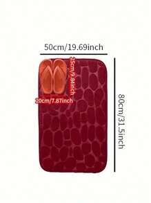 1 件装固体吸水防滑门垫，鹅卵石图案，适用于入口通道装饰 - 酒紅色 - 查看 12