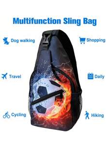 Bolsa de hombro ligera estilo bandolera con diseño de fútbol de caricatura, mochila deportiva, día de mochilero para niños, adolescentes, niños y niñas