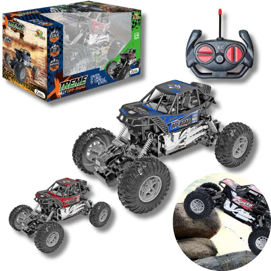 Carrinho De Controle Remoto 4x4 Off Road Rally Promoção Envio Imediato - Azul - Visão 1