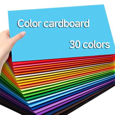60 hojas de cartón A4, 30 hojas de papel duro hecho a mano de 30 colores, materiales didácticos y de enseñanza para niños y estudiantes, suministros de aprendizaje de papel