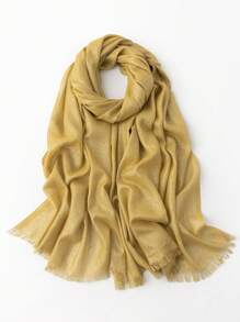 Pañuelo/hijab/pañuelo de cuatro caras impreso con hilo dorado/plateado, accesorio de playa para invierno y otoño - Multicolor - Ver 14