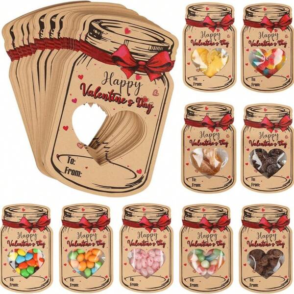 50pcs/Set Mason Jar Message Bottle Gift Card For Students' Classroom Exchange, Party Favors