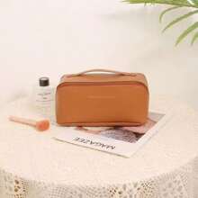 1 pieza Bolsa personalizada de maquillaje en forma de almohada, Bolsa de maquillaje en forma de nube de PU, Estuche de maquillaje portátil de gran capacidad, Bolsa de artículos de tocador de viaje, Bolsa de almacenamiento de cosméticos