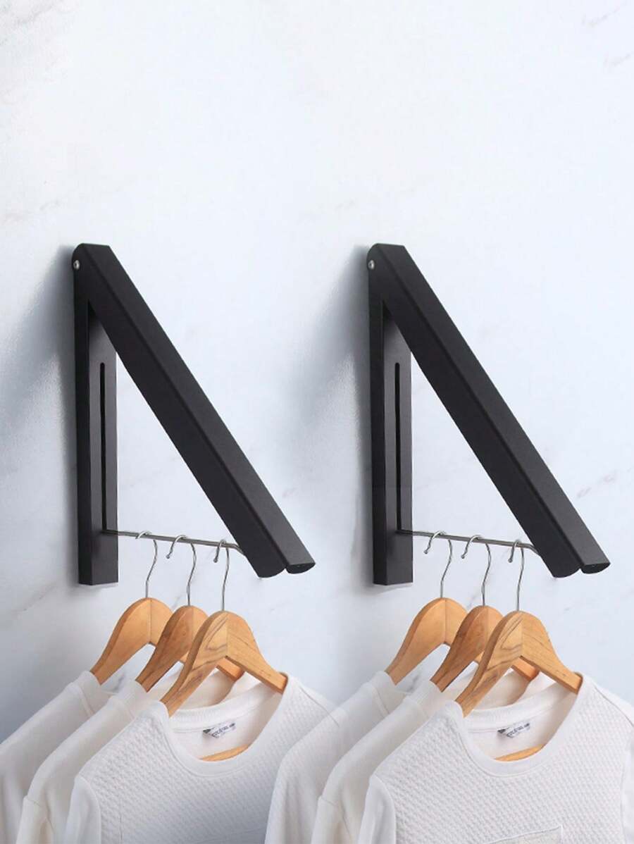 1pc/2pcs Black Triangle Shaped Invisible Clothes Hanger - Black - View 1