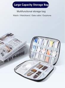 1 peça Caixa de Armazenamento de Pulseira de Relógio de Nylon, Bolsa de Organizador Portátil de Cabos de Dados de Pulseira de Relógio Inteligente, Caixa de Armazenamento Multifuncional para Pulseira de Relógio Compatível com Bracelete de Apple Watch, Fones de Ouvido, Carregadores de Cabos, Joias, Maquiagem e Outros Acessórios