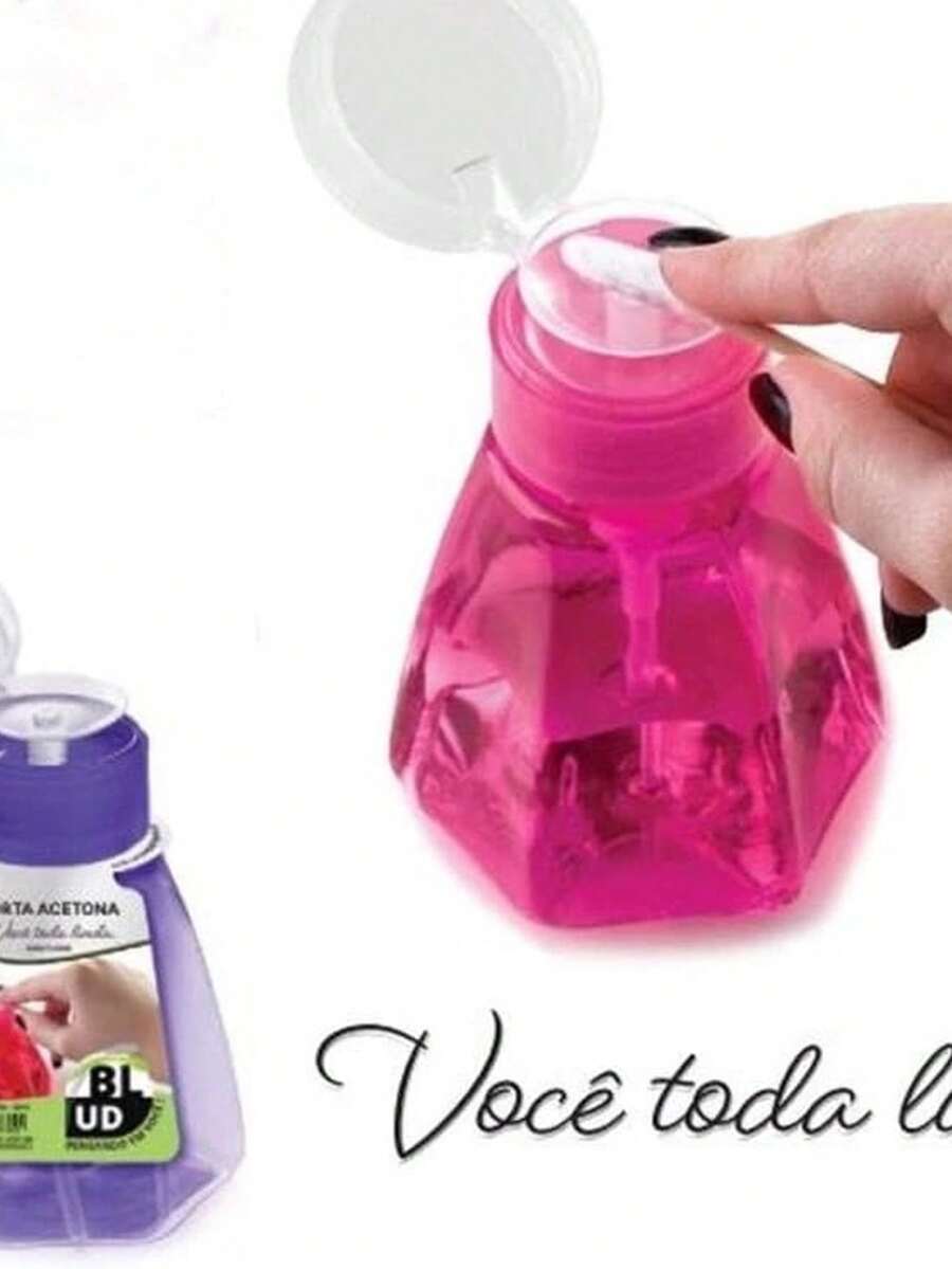 PORTA ACETONA VOCE TODA LINDA 180Ml DOSADOR ECONOMICO PRATICIDADE E QUALIDADE MANICURE E PEDICURE - Multicolorido - Visão 1