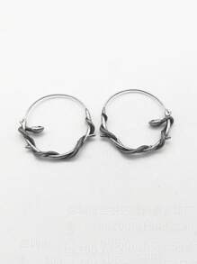 1pair Vintage Punk Creative Python Twisted Branch Hoop Earrings For Women Personalized Snake Exaggerated Jewelry Accessories - Earrings - View 4
