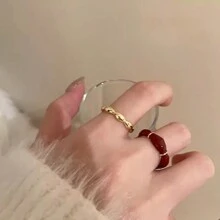 1 件滴釉竹節可調式戒指,女式最新單指戒指,小眾設計,流行疊戴 - 開口戒指 - 查看 3