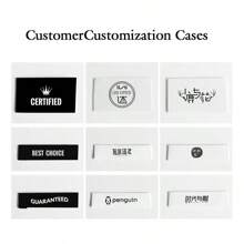 定制服装织唛和领标，可印制您自己的标志，50 或 100 件一套。 - 黑色 - 查看 4