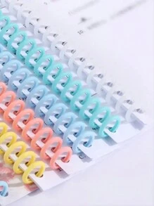 5/10pcs Plastic Loose Leaf Rings, 6-Hole Book Binding Rings, Ring Buckle Under-Wire Booklet, 5-Color Split Binding Rings For Notebook Diary Scrapbook Photo Album School Supplies - Random Color - View 3