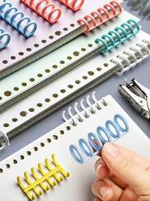 5/10pcs Plastic Loose Leaf Rings, 6-Hole Book Binding Rings, Ring Buckle Under-Wire Booklet, 5-Color Split Binding Rings For Notebook Diary Scrapbook Photo Album School Supplies - Random Color - View 2