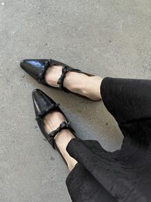 French Style Black Bow Mule Slippers, Versatile Fashionable Flat Sandals, New Summer Mary Jane Slip-On Comfortable Closed Toe Slides, Women's Closed Toe Summer Slippers Valentines