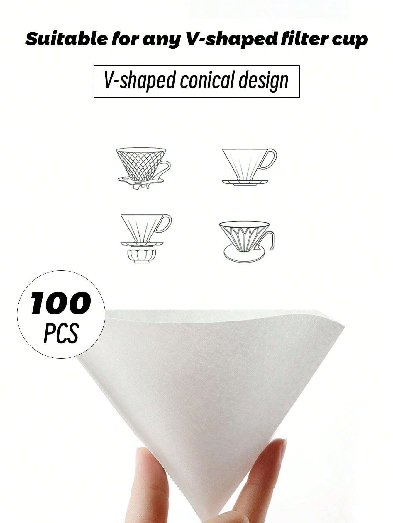 100 Unbleached Coffee Filter Papers Size 02 (1-4 Cups) - Natural Wood Pulp Filters For Pour Over & Dripper Makers