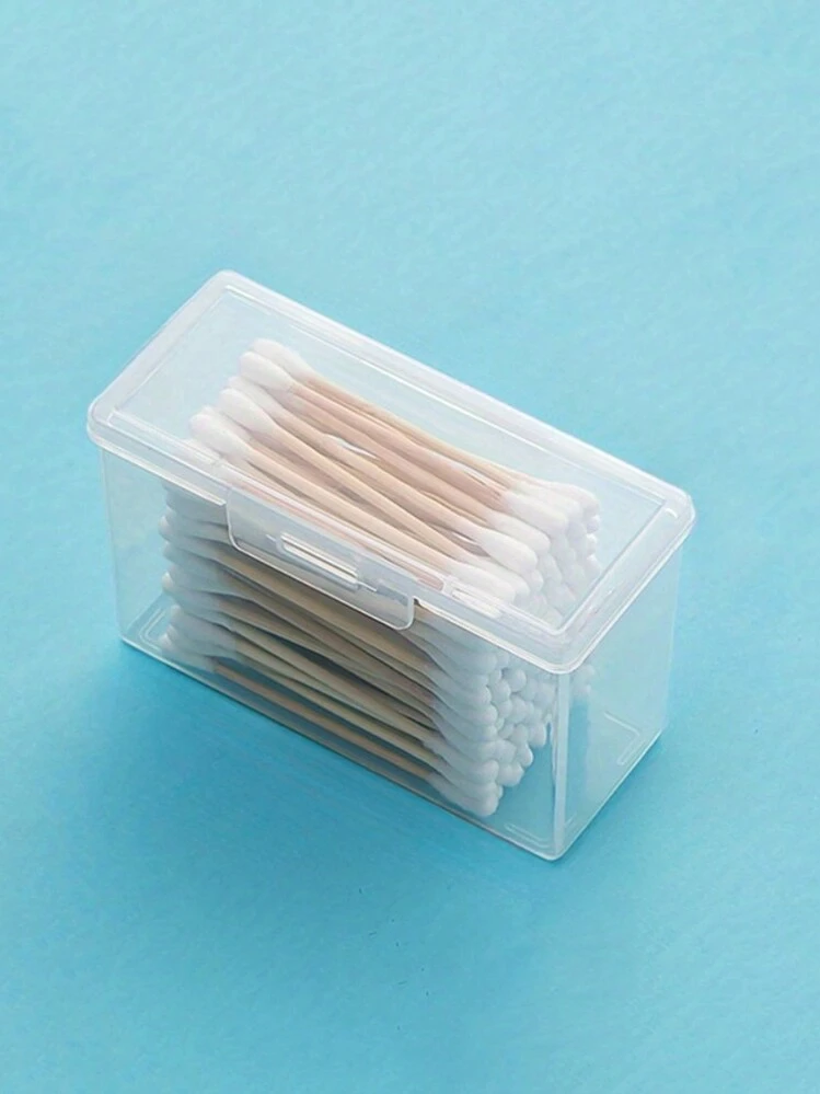 Organizador de viaje compacto y transparente con tapa - Caja de almacenamiento portátil para palillos, hisopos y talla grande - Ideal para uso en el hogar y en movimiento (solo la caja), Cubierta - Multicolor - Añade 5