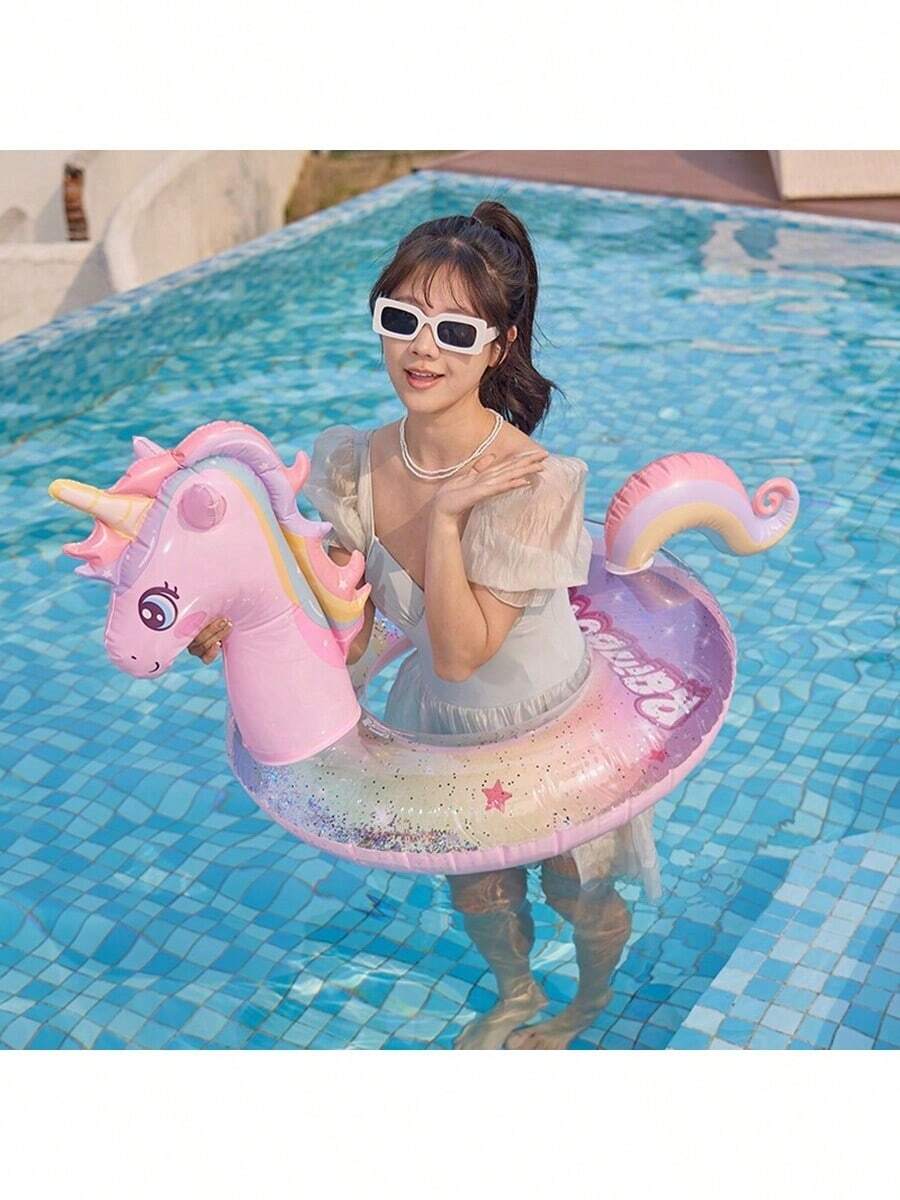 90#Dona inflable para adoltos puede usar en alberca y playa, Flotadores gigante piscina inflable de agua para juegos inflables juguetes pesca salvavidas grandes para adulto anillo flotadores cama para alberca montable,uguete de natación con lentejuelas,diversión acuática, verano, al aire libre, playa, sala de agua, balsa - Rosa - Ver 1