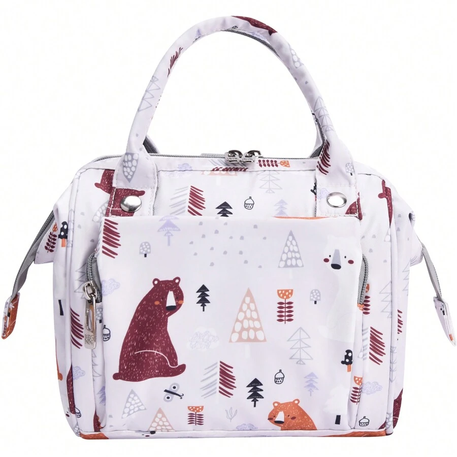 Bebamour Tote Changing Bag Flower Pattern Women Handbag Nappy Bag Organiser - Red - View 1