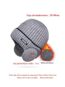 1pc Men's Grey Ear Protection Knitted Hat With Thermal Lined , Skull Cap For Outdoor Cold Weather, Suitable For Daily Use Beanie Fall Outfit - Light Grey - View 3