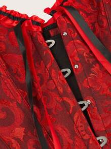 1 pieza Top de corpiño estilo palacio para mujer, top moldeador que adelgaza el abdomen y el pecho, disfraz de Halloween - Rojo - Ver 4