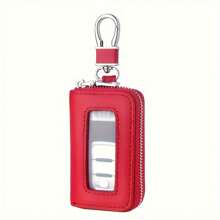 1pc Premium PU Leather Car Key Cover - Durable & Stylish Protection With Zipper Closure For Smart One-Button Start Remote Control, Business-Grade Waist Hanging Case