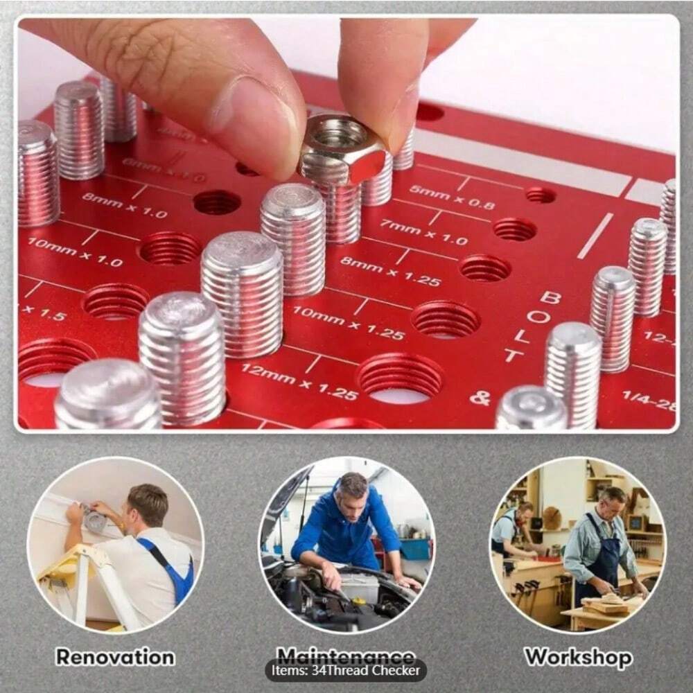 34-Piece Metal & Aluminum Nut And Bolt Thread Checker Set With 19 ...