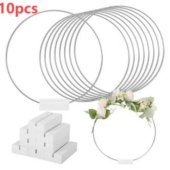 10pcs 12 Inch Metal Floral Hoop Centerpieces For Table, Metal Wreath Ring With 10 PCS Place Card Holders For Wedding Decor Home Decor,
