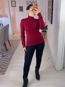 Women Knit Tops - 紅色 - 查看 3