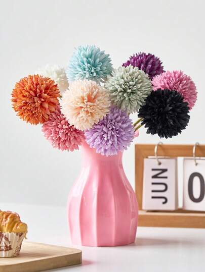 1pc Ceramic Look Plastic Vase Wit Unbreakable Tulips Roses Flowers Home Living Room, Tafel Birthday Graduation Back To School Room Supplies Flower Glass view 4