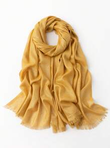 Pañuelo/hijab/pañuelo de cuatro caras impreso con hilo dorado/plateado, accesorio de playa para invierno y otoño - Multicolor - Ver 11