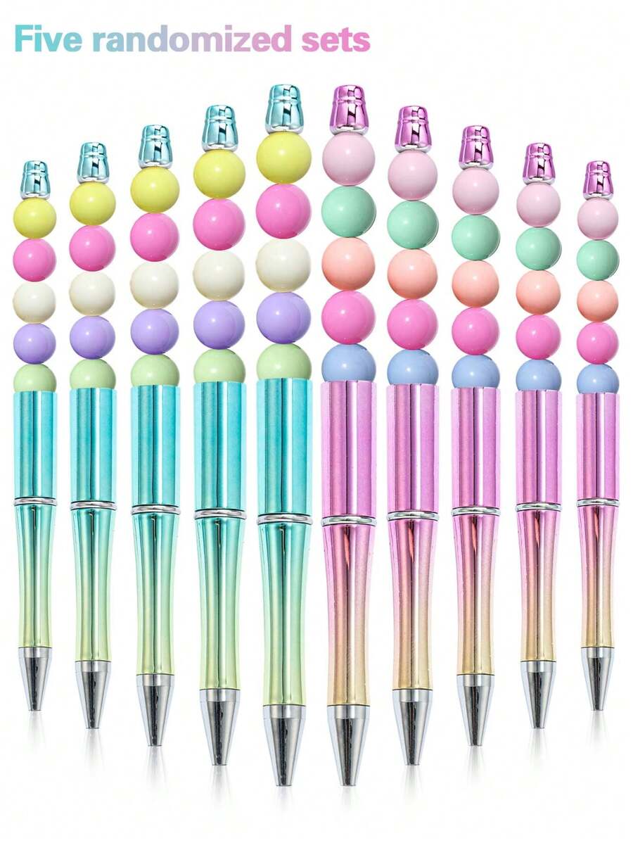 5 chiếc bút bi cá nhân đính cườm thủ công DIY, mỗi cây bút đi kèm 5 hạt, màu sắc phù hợp ngẫu nhiên. Màu sắc của bút và hạt là ngẫu nhiên. - Nhiều màu - Xem 1