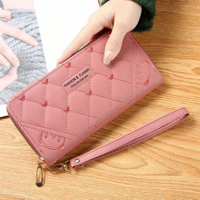 Women's Double Zipper Wallet With Large Capacity Phone Bag Diamond Shaped Grid Multifunctional Clutch For Women Wallet Purse Wallet Long Wallet Wristlet Wallet