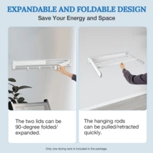 Drying Racks For Laundry, 33" Wall Mounted Clothes Drying Rack, Laundry Drying Rack Space Saving, Collapsible Drying Racks For Indoor And Outdoor Use, 7 Rods - one-size - View 6