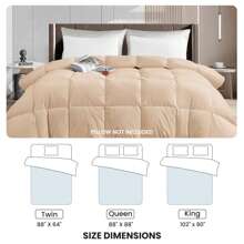 1 Pc Lux Decor Down Alternative Comforter – Soft Breathable All Season Quilt With Corner Tabs – Lightweight Hotel-Quality Bedding For Winter Sleeping – Box Stitching For Fluffiness – Versatile Bedroom Decor – Back To School, Graduation Gifts, Home Decor – Cozy, Cozy Quilt, Plush Comforter, Luxury Winter Bedding, Valentine's Day Cozy Night, Spring Lightweight Bedding, All-Season Warmth, Duvet Insert, Cozy Blanket, Fluffy Fill, Box Stitch Design, Reversible Design, Hotel Collection Style, Soft Touch Fabric, Easy Wash Bedding, Daily Living, Home Basic, Family Use - 米色 - 查看 3