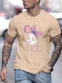 Verano Camisetas de hombre fantasma Alfabeto Casual de manga corta Camiseta casual oversize para hombre con estampado Grimace Camisetas de hombre